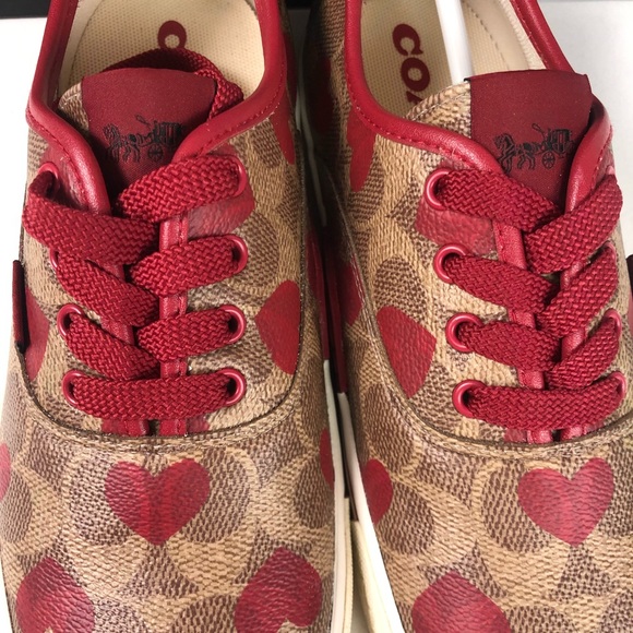 Coach CitySole Coated Canvas & Leather Sneakers Signature C Hearts ❤️ NIB - Picture 5 of 11